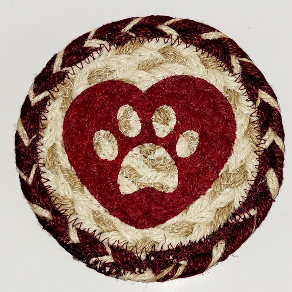 Hot Pad Quilted Star & Heart Paw Print 🐾 Coaster, Handmade, New - Picture 4 of 5